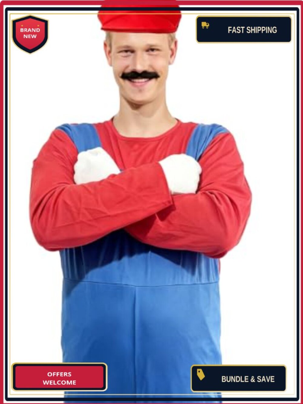 Super Brothers Plumber Costume Adult Cosplay Jumpsuit Halloween